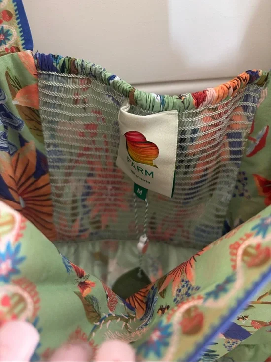 Farm Rio Yard Green Floral Mini Dress - Picture 5 of 8